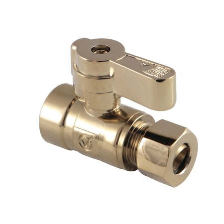 Kingston Brass KF4325PB 1/2" Sweat X 3/8" OD Comp Straight Stop Valve, Polished Brass KF4325PB